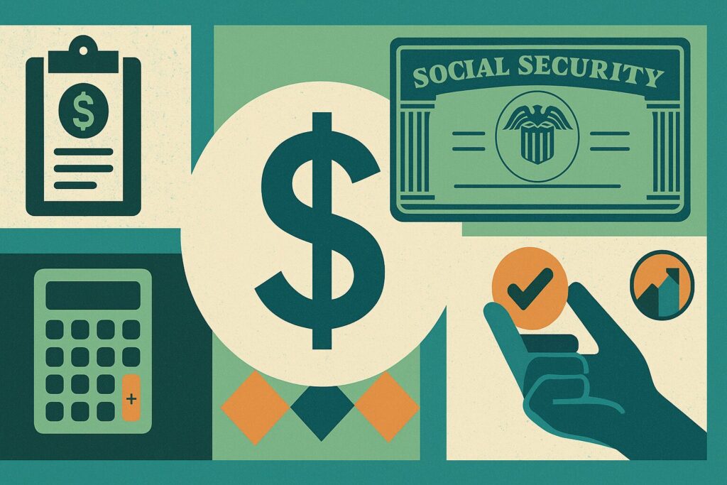 Image with icons that connote social security taxes in the context of the Big Beautiful Bill